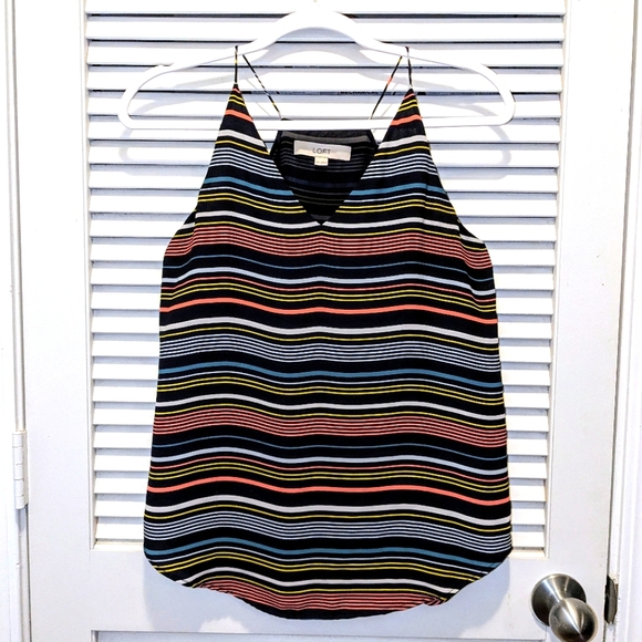LOFT Multicolor vertical striped sleeveless lightweight blouse Women's size XXS - Picture 1 of 7